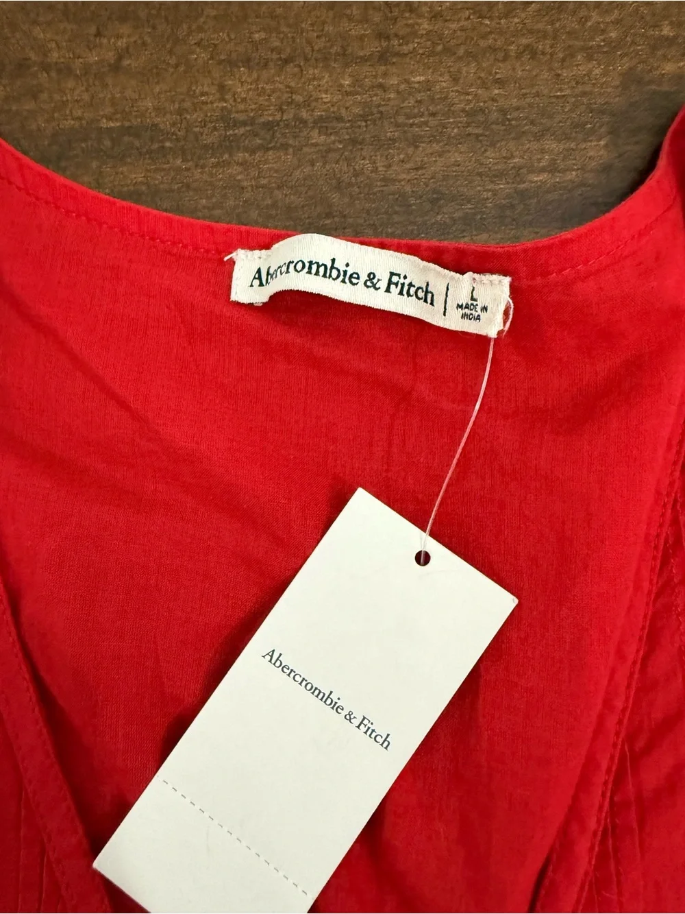 Abercrombie & Fitch Red V-Neck Button Front Blouse